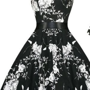 Black and white 50s style halter dress